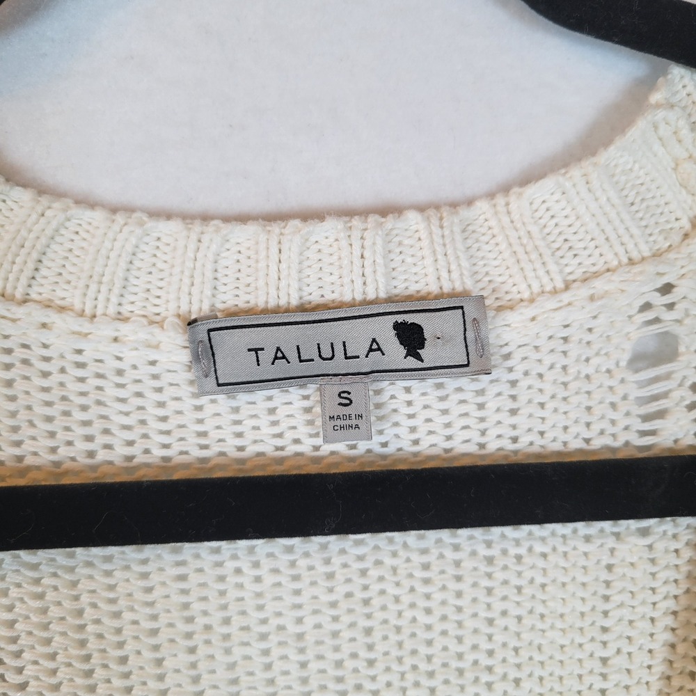 Talula Womens Knit Pockets Distressed Cardigan Sweater Size Small White Grandpa - Picture 2 of 10